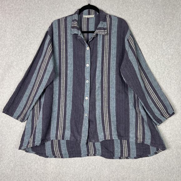 Bryn Walker Blue Striped Mirren Tunic 100% Linen Size Small - Picture 1 of 8